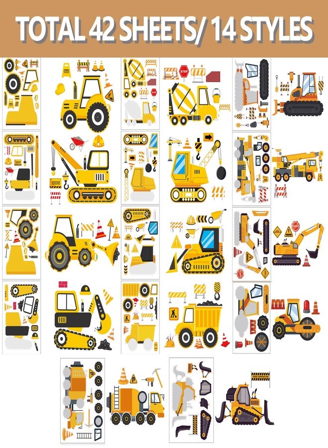 T-Antrix 42 Sheets Make Your Own Construction Stickers Make A Face Stickers for Kids Toddlers with Trucks DIY Craft Sticker Kids Truck Themed Birthday Truck Party Supplies - Image 2